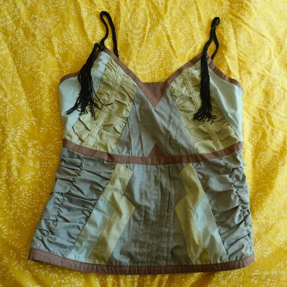 BCBGMaxAzria Designer V-neck Colour Block Tank Top - Picture 4 of 9